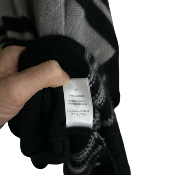 Max Studio Sweater Womens Medium Cashmere Tunic Cowl Neck Striped 3/4 Sleeve - Picture 9 of 10